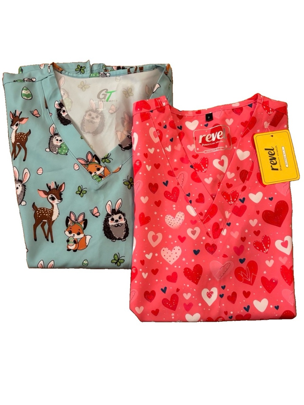 Women’s 2-Piece Easter & Valentine’s Day Scrub Tops - Small